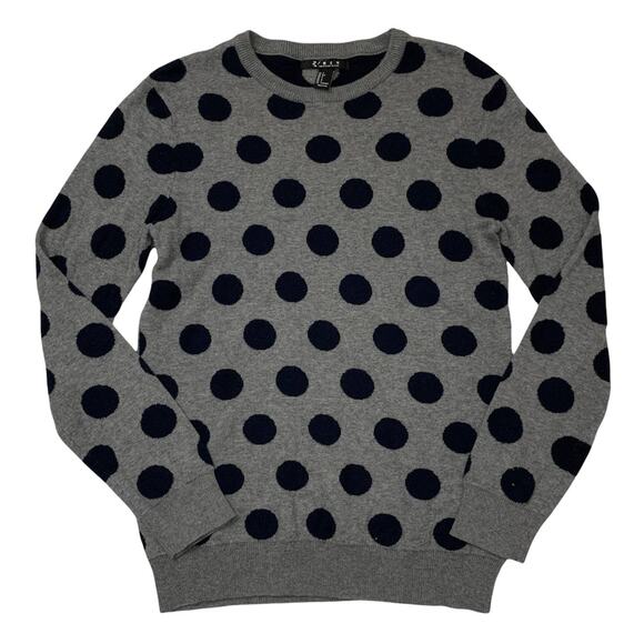 21 MEN Gray Navy Polka Dot Long Sleeve Crew Neck Sweater Small - Picture 1 of 6